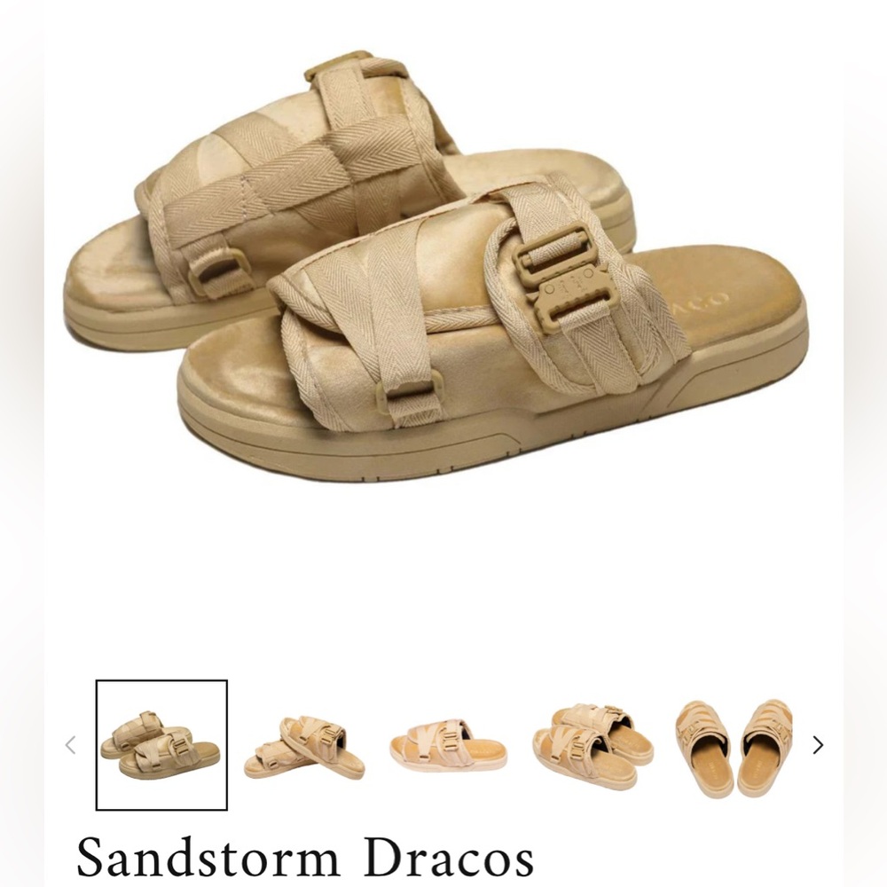 Draco cream/tan Sandals slides size 7-8 New